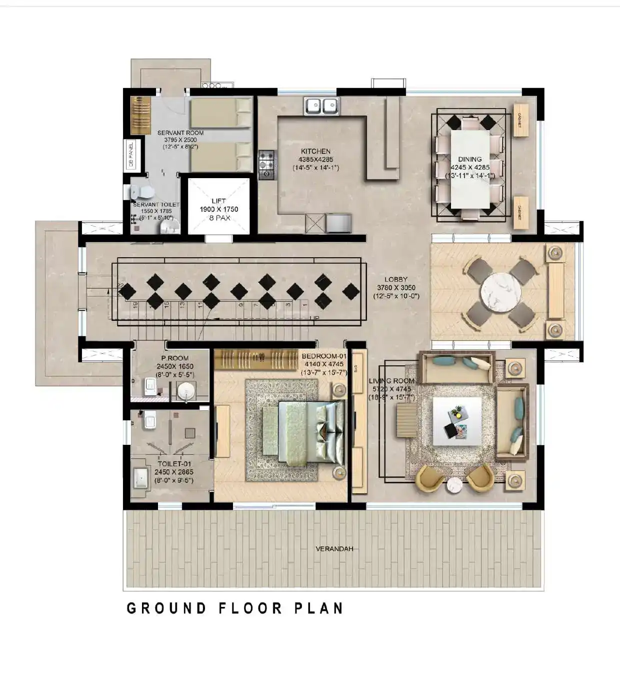 3BHK Floor Plan 1